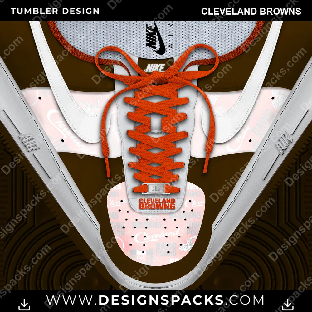 Football Nike AF1 Laces Cleveland Browns NFL Football Tumbler Digital Wrap Design Download