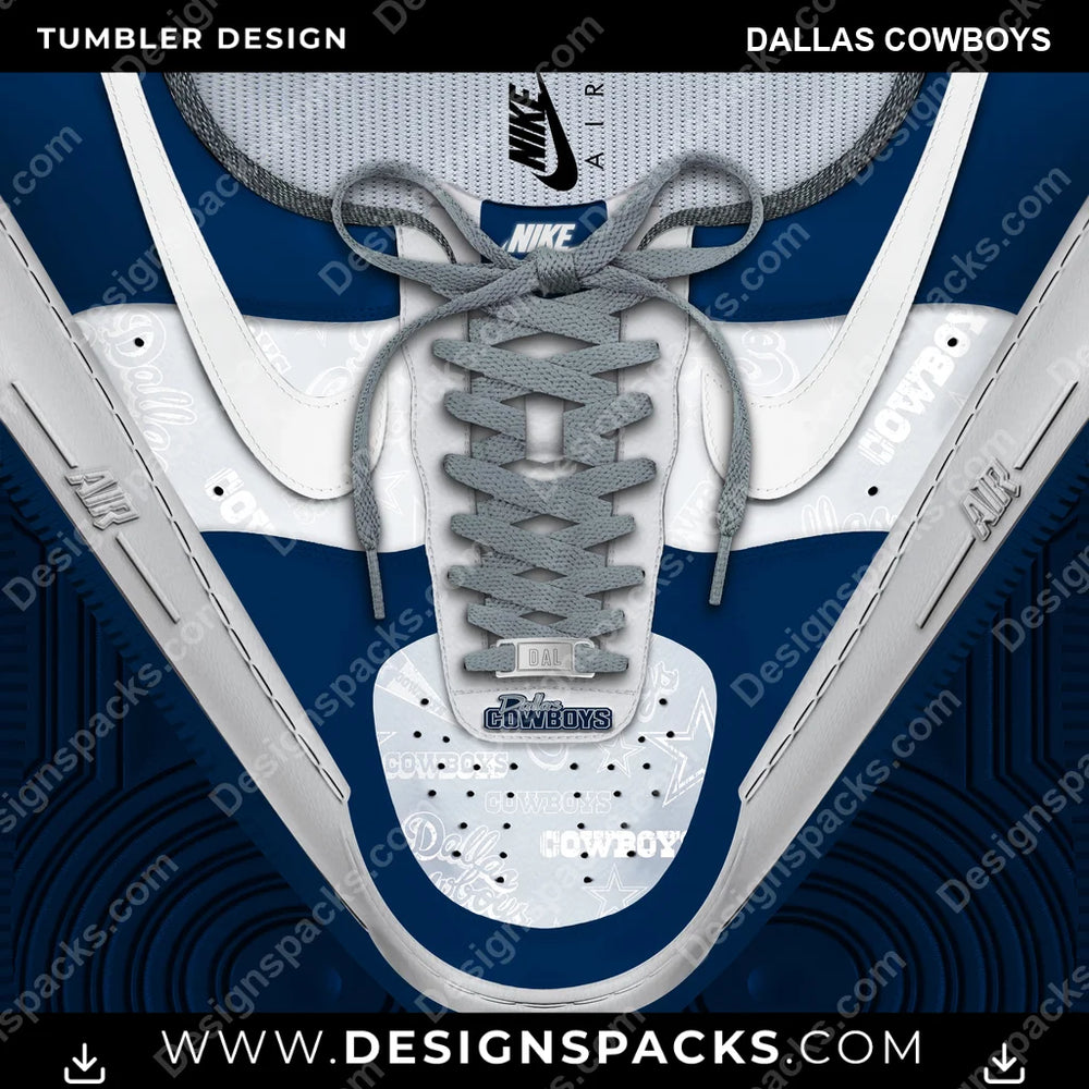 Football Nike AF1 Laces Dallas Cowboys NFL Football Tumbler Digital Wrap Design Download