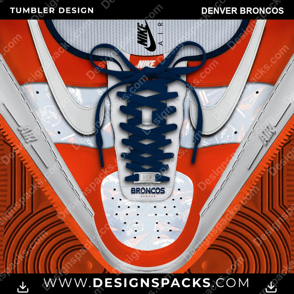 Football Nike AF1 Laces Denver Broncos NFL Football Tumbler Digital Wrap Design Download