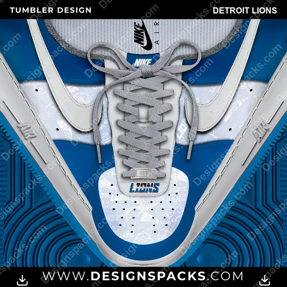 Football Nike AF1 Laces Detroit Lions NFL Football Tumbler Digital Wrap Design Download