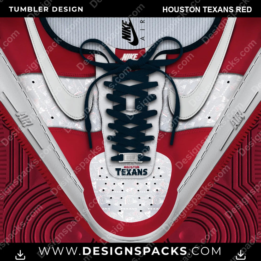 Football Nike AF1 Laces Houston Texans Red NFL Football Tumbler Digital Wrap Design Download