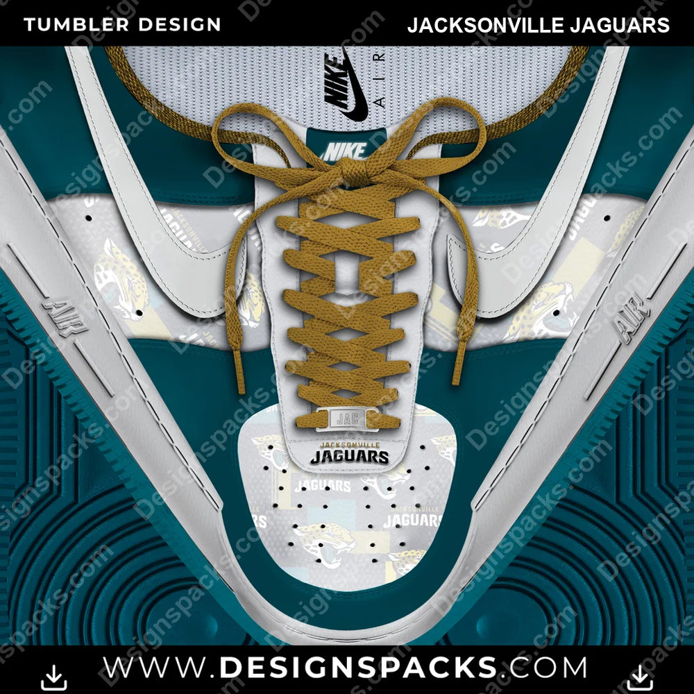 Football Nike AF1 Laces Jacksonville Jaguars NFL Football Tumbler Digital Wrap Design Download