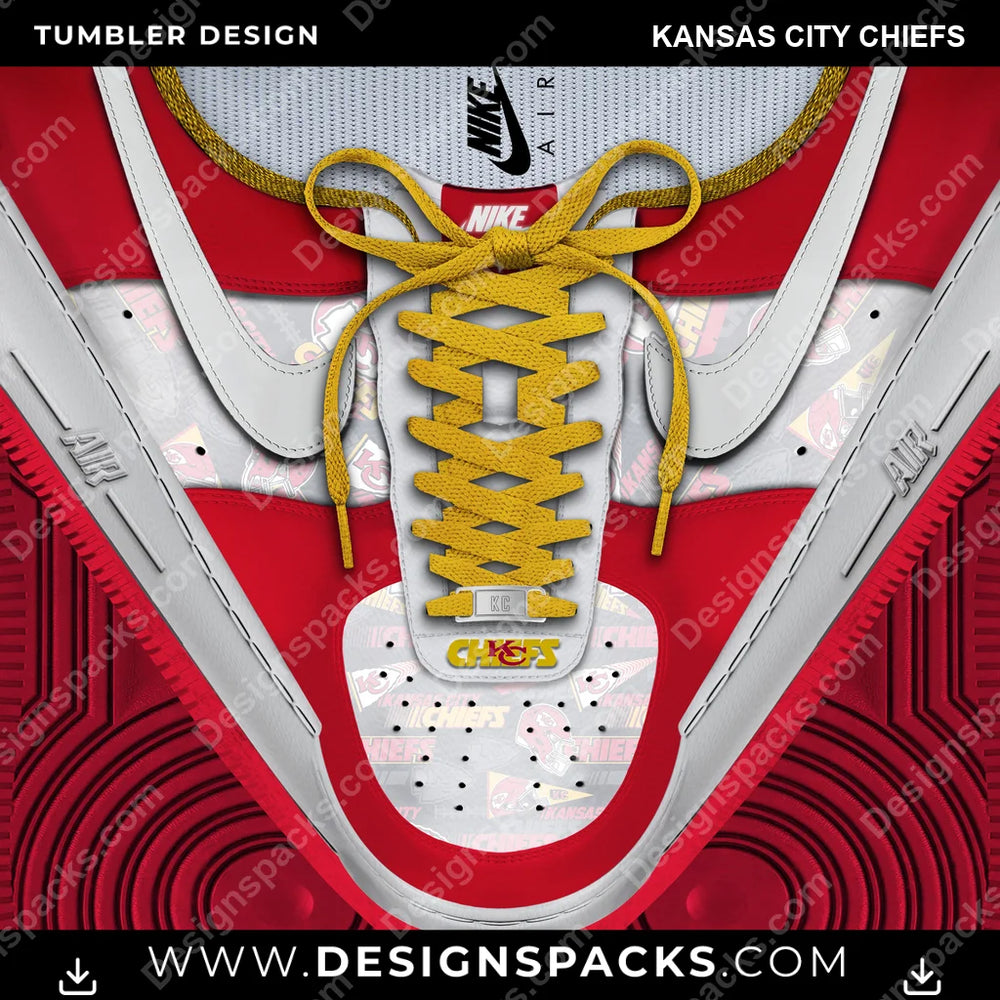 Football Nike AF1 Laces Kansas City Chiefs NFL Football Tumbler Digital Wrap Design Download