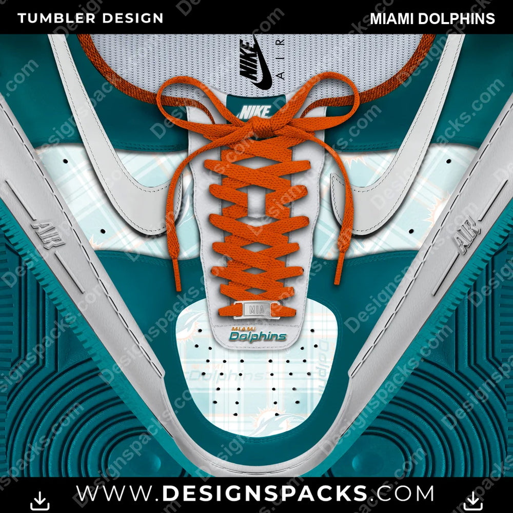 Football Nike AF1 Laces Miami Dolphins NFL Football Tumbler Digital Wrap Design Download