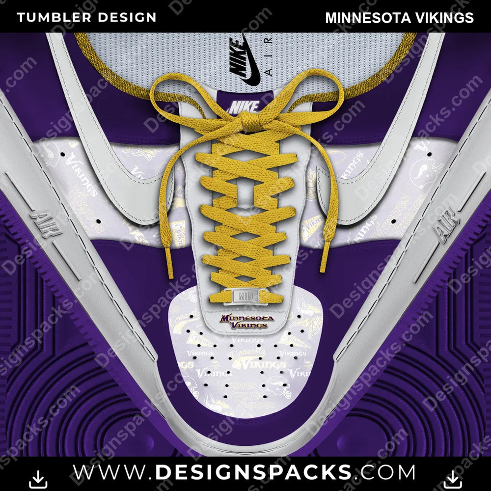 Football Nike AF1 Laces Minnesota Vikings NFL Football Tumbler Digital Wrap Design Download
