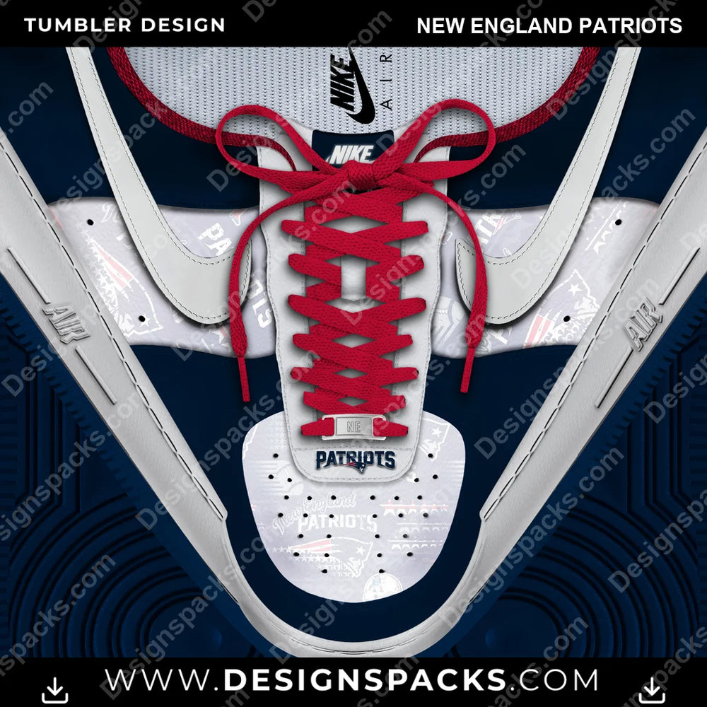 Football Nike AF1 Laces New England Patriots NFL Football Tumbler Digital Wrap Design Download