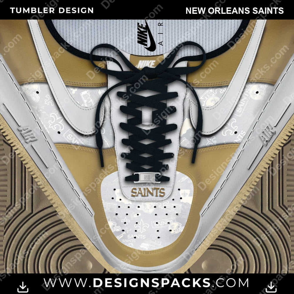 Football Nike AF1 Laces New Orleans Saints NFL Football Tumbler Digital Wrap Design Download