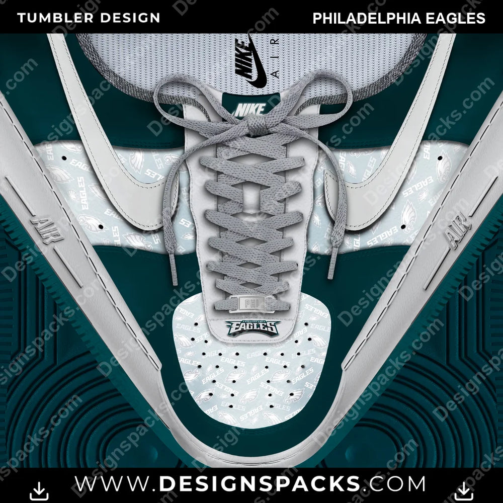 Football Nike AF1 Laces Philadelphia Eagles NFL Football Tumbler Digital Wrap Design Download