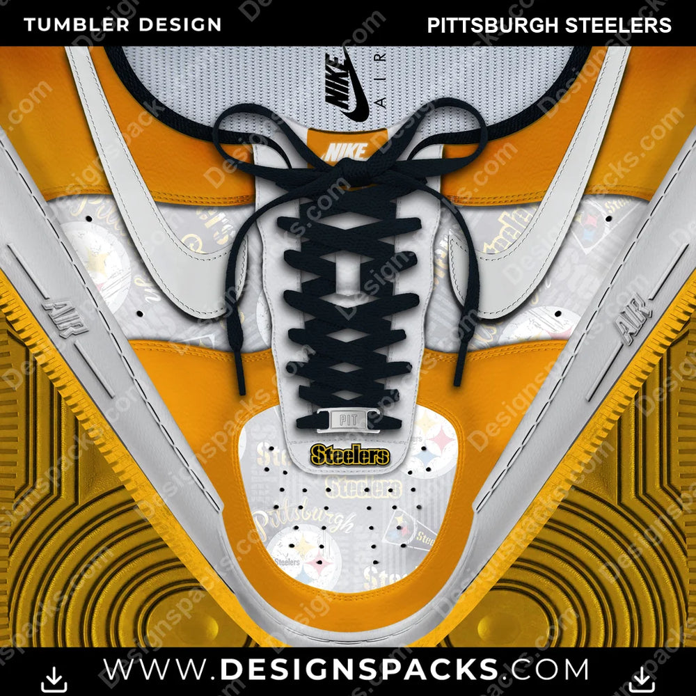 Football Nike AF1 Laces Pittsburgh Steelers NFL Football Tumbler Digital Wrap Design Download