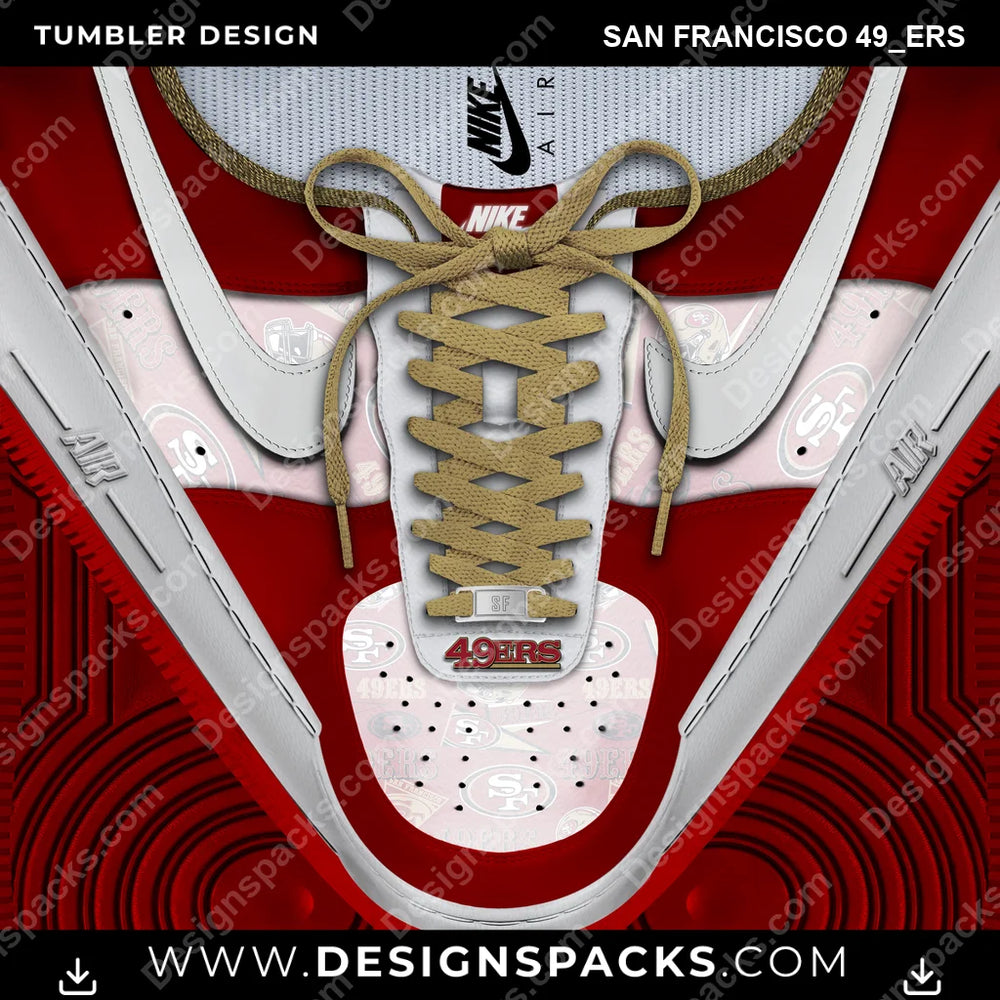 Football Nike AF1 Laces San Francisco 49ers NFL Football Tumbler Digital Wrap Design Download