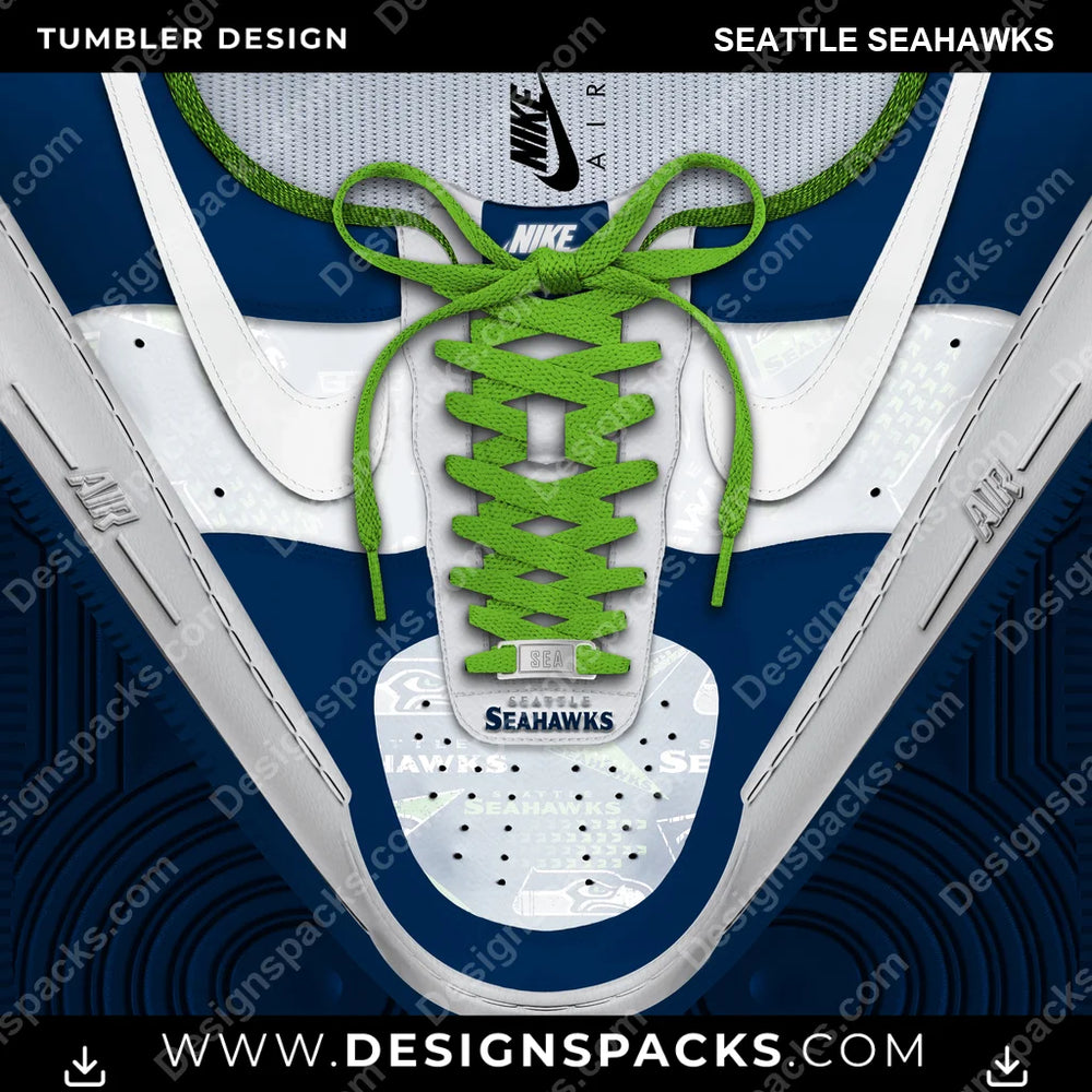 Football Nike AF1 Laces Seattle Seahawks NFL Football Tumbler Digital Wrap Design Download