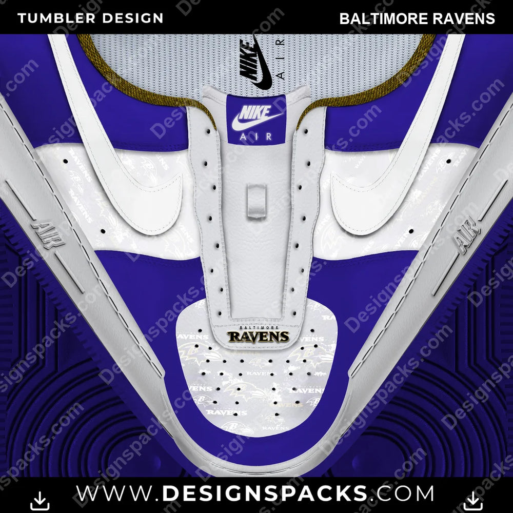 Football Nike AF1 No Laces Baltimore Ravens NFL Football Tumbler Digital Wrap Design Download