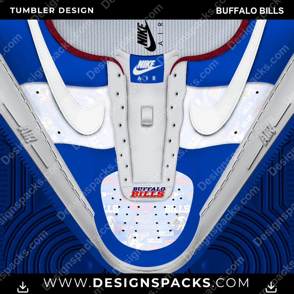 Football Nike AF1 No Laces Buffalo Bills NFL Football Tumbler Digital Wrap Design Download