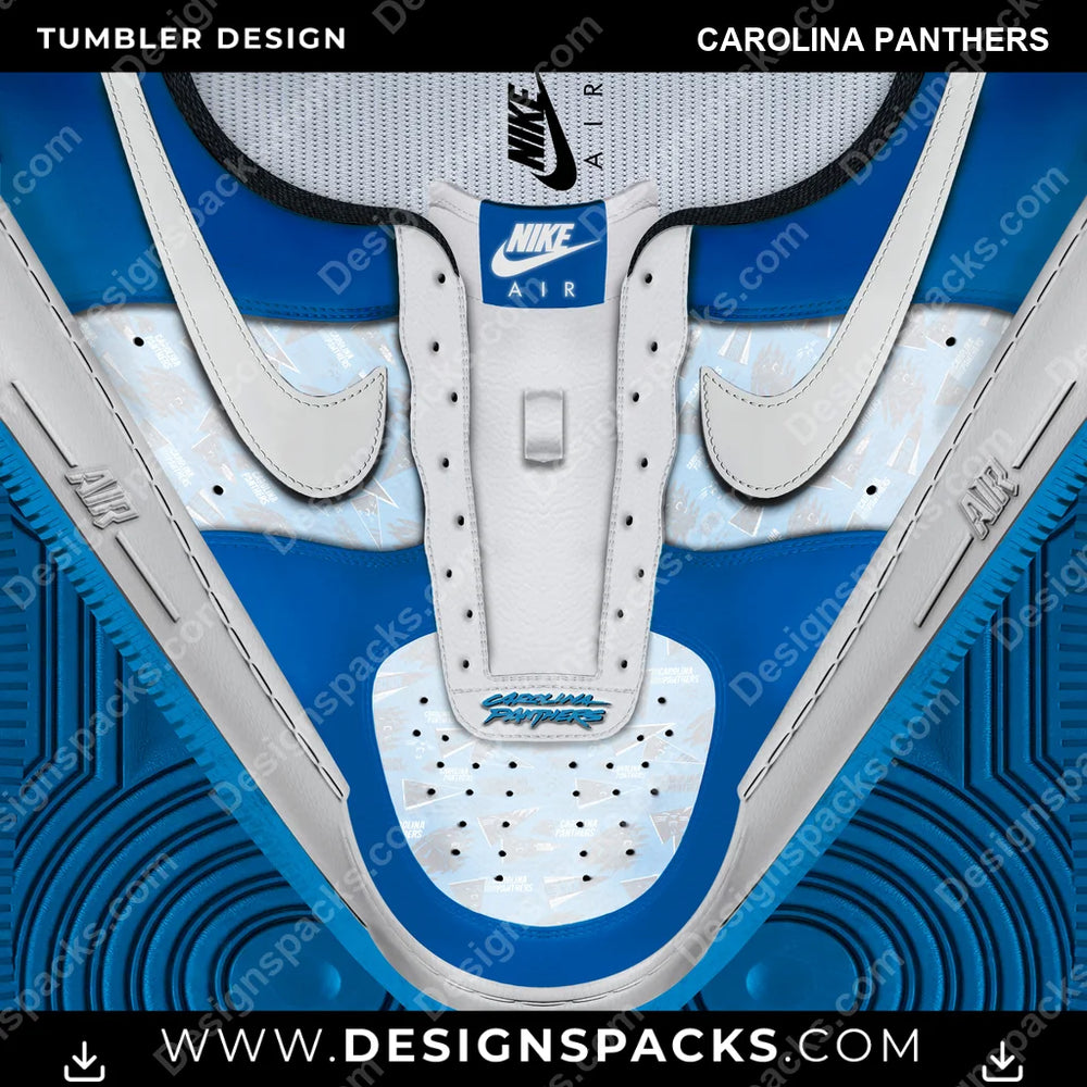 Football Nike AF1 No Laces Carolina Panthers NFL Football Tumbler Digital Wrap Design Download