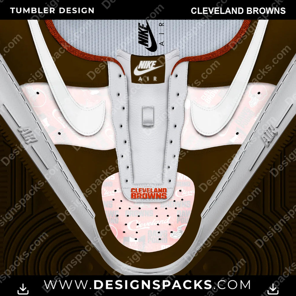 Football Nike AF1 No Laces Cleveland Browns NFL Tumbler Digital Wrap Design Download
