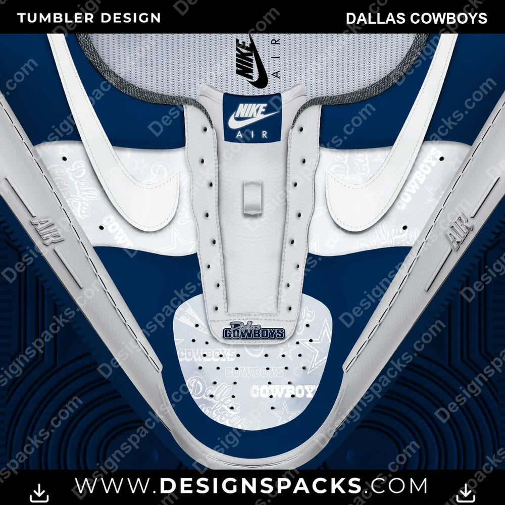 Football Nike AF1 No Laces Dallas Cowboys NFL Football Tumbler Digital Wrap Design Download