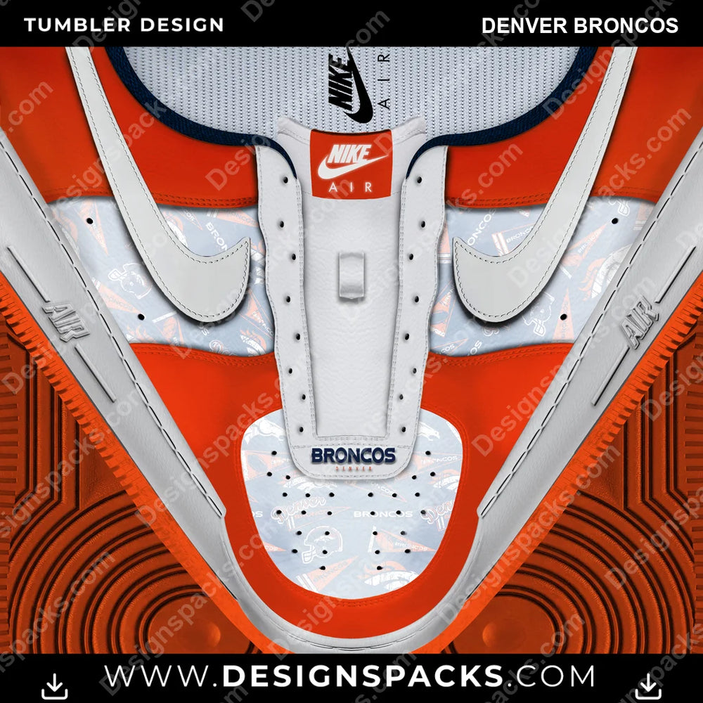 Football Nike AF1 No Laces Denver Broncos NFL Football Tumbler Digital Wrap Design Download