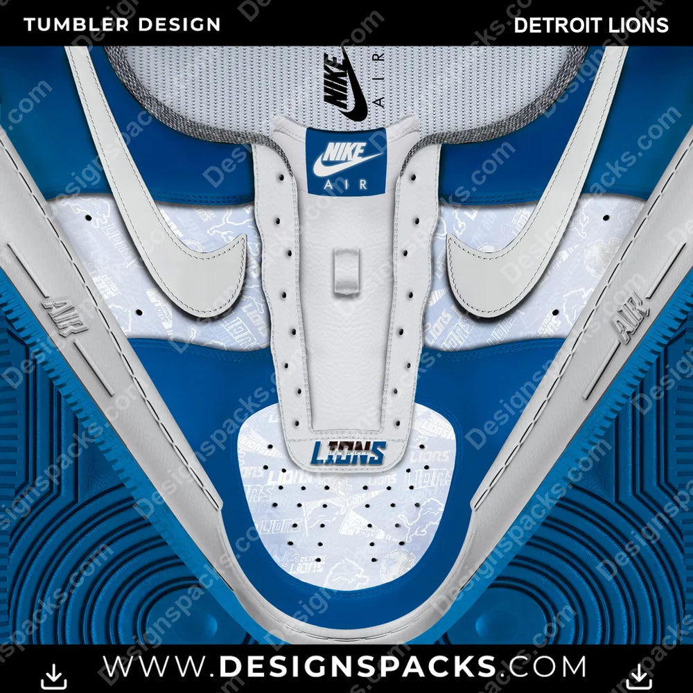 Football Nike AF1 No Laces Detroit Lions NFL Football Tumbler Digital Wrap Design Download