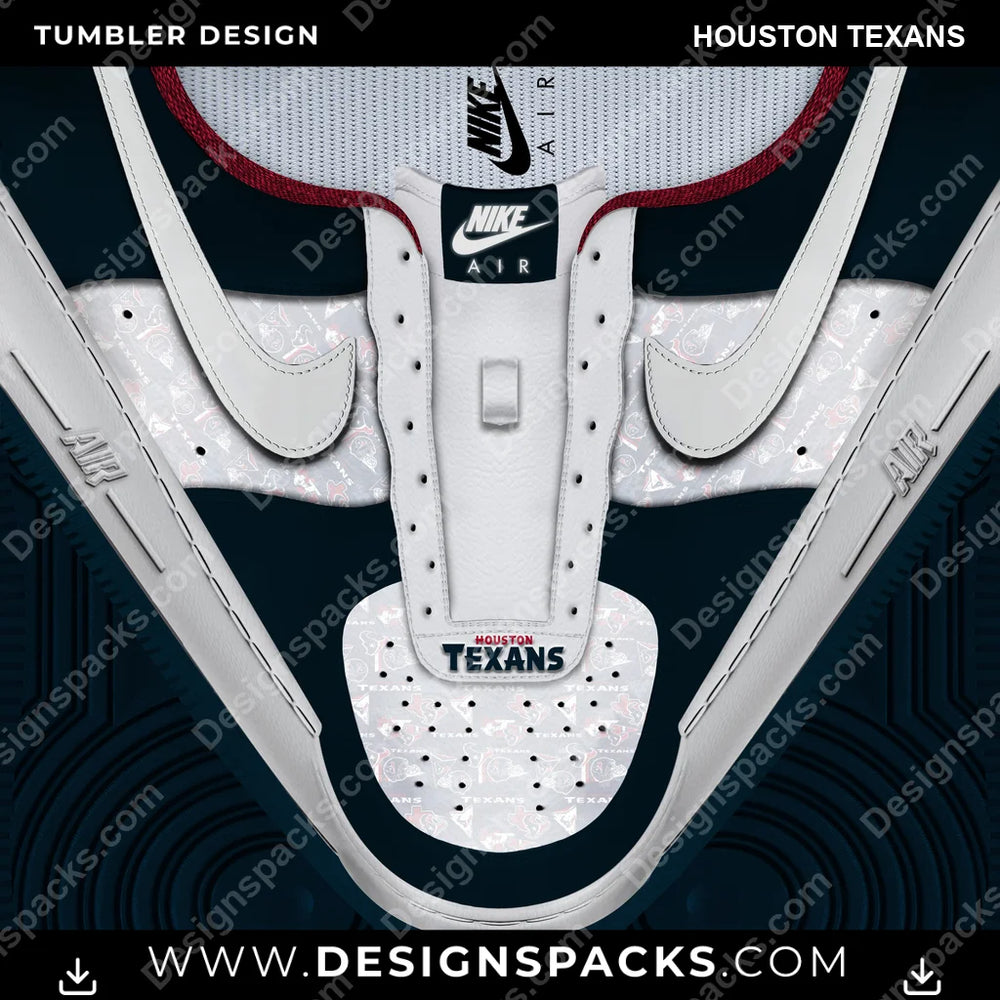 Football Nike AF1 No Laces Houston Texans NFL Football Tumbler Digital Wrap Design Download