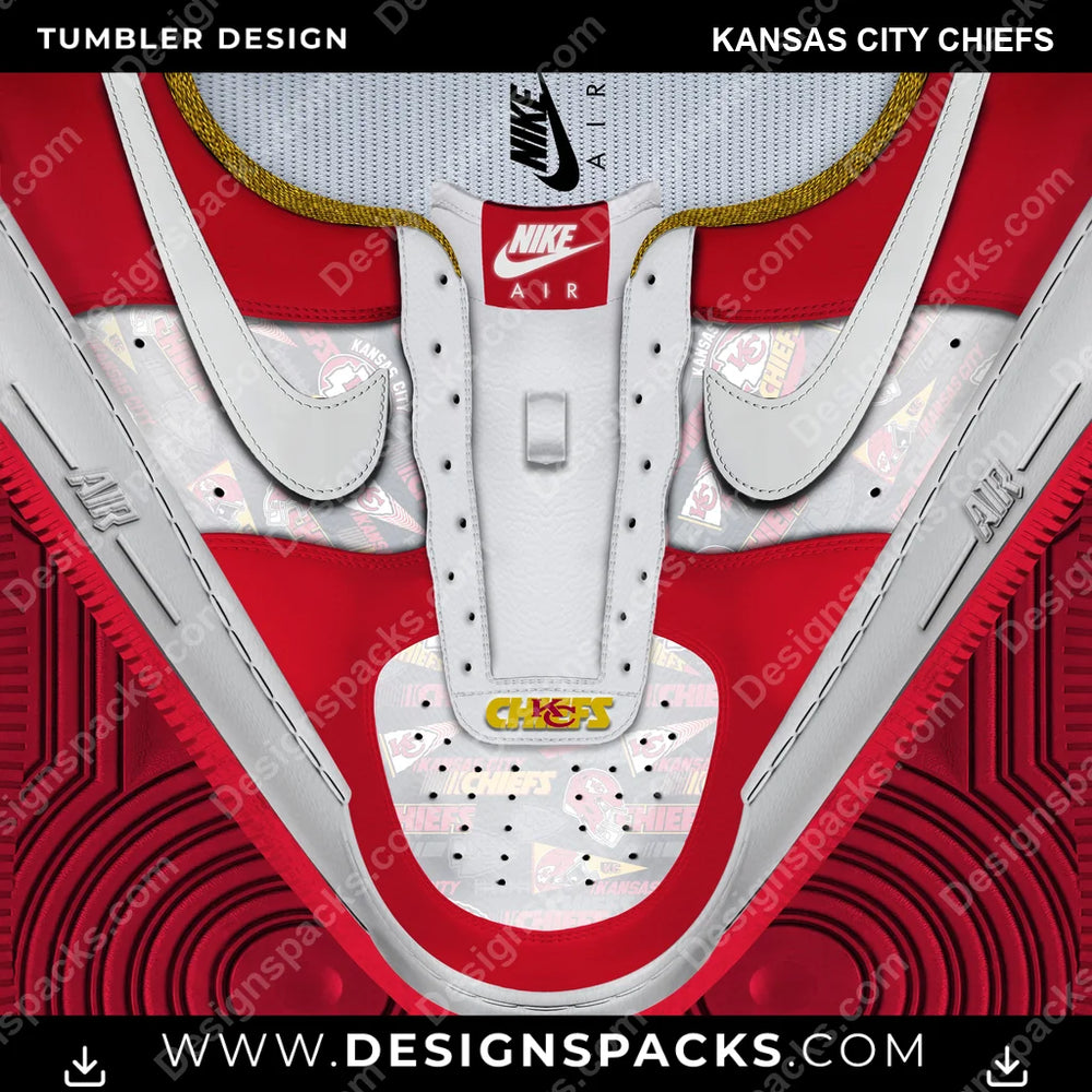 Football Nike AF1 No Laces Kansas City Chiefs NFL Football Tumbler Digital Wrap Design Download