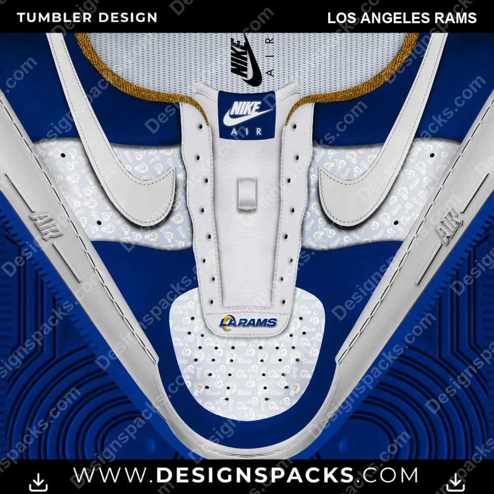 Football Nike AF1 No Laces Los Angeles Rams NFL Football Tumbler Digital Wrap Design Download