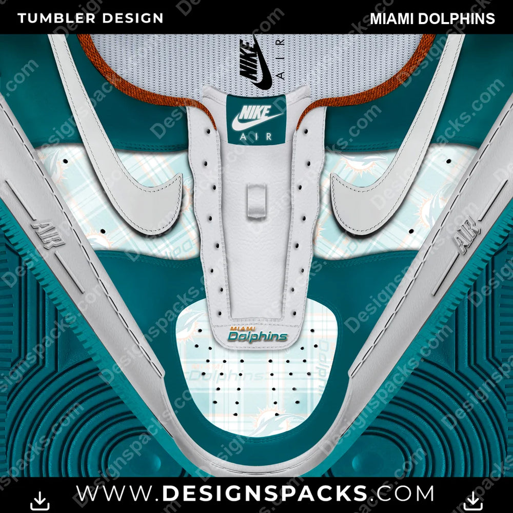 Football Nike AF1 No Laces Miami Dolphins NFL Football Tumbler Digital Wrap Design Download