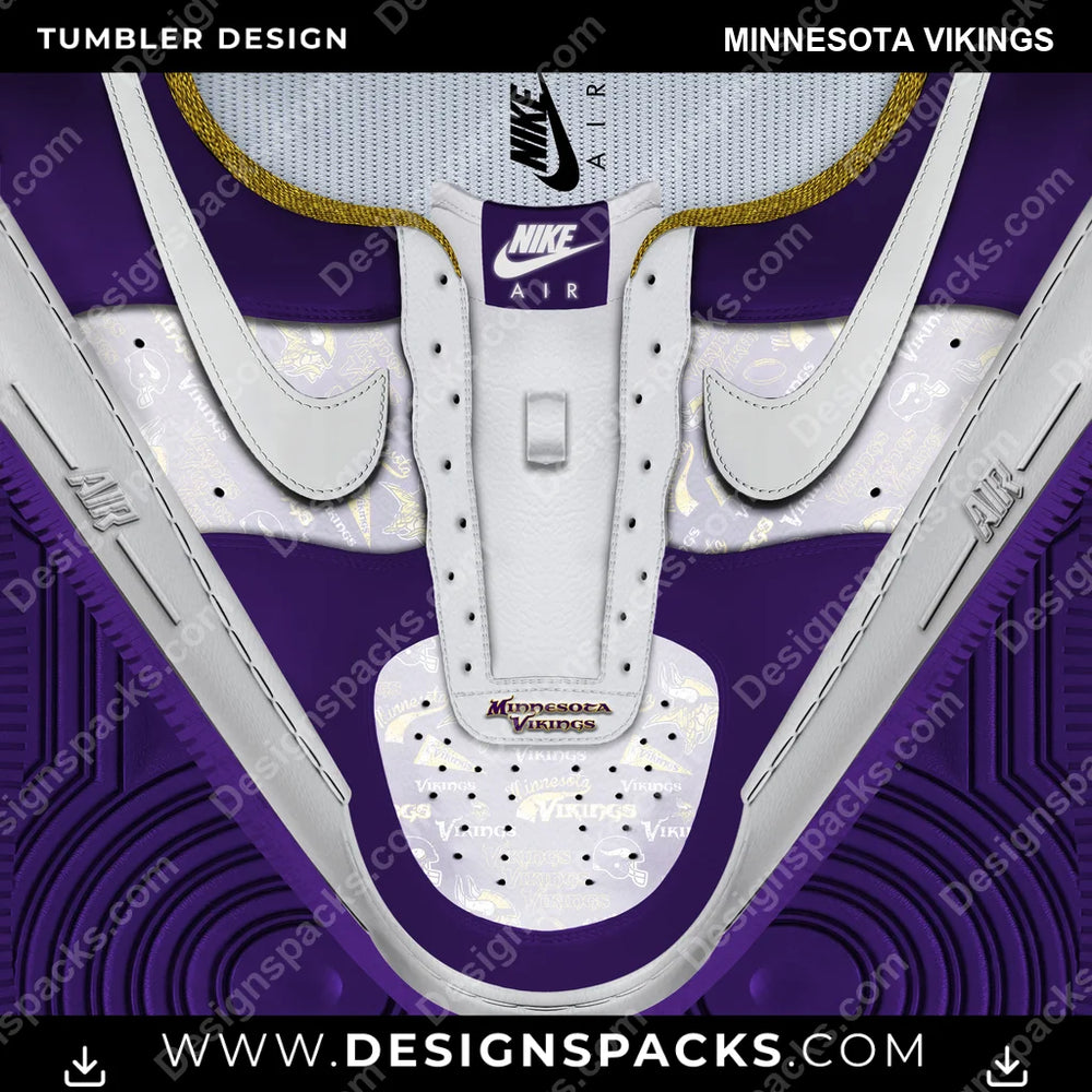 Football Nike AF1 No Laces Minnesota Vikings NFL Football Tumbler Digital Wrap Design Download