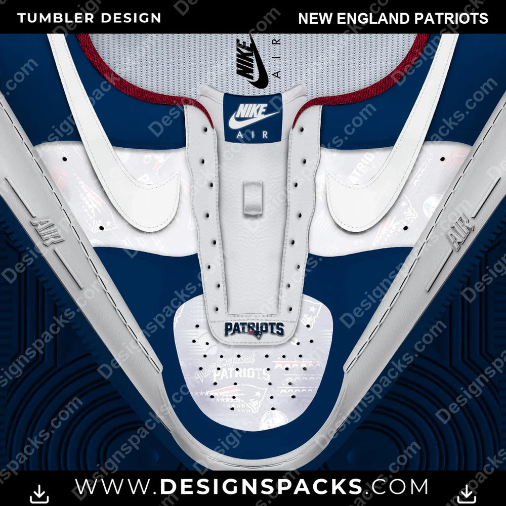 Football Nike AF1 No Laces New England Patriots NFL Football Tumbler Digital Wrap Design Download