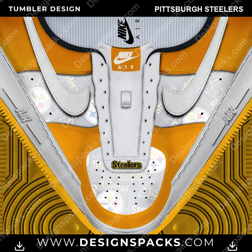 Football Nike AF1 No Laces Pittsburgh Steelers NFL Football Tumbler Digital Wrap Design Download
