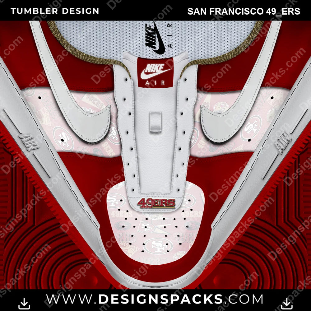 Football Nike AF1 No Laces San Francisco 49ers NFL Football Tumbler Digital Wrap Design Download