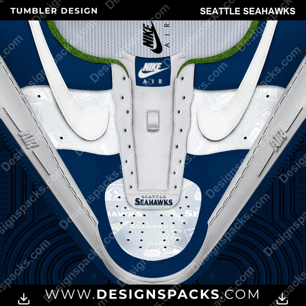 Football Nike AF1 No Laces Seattle Seahawks NFL Football Tumbler Digital Wrap Design Download