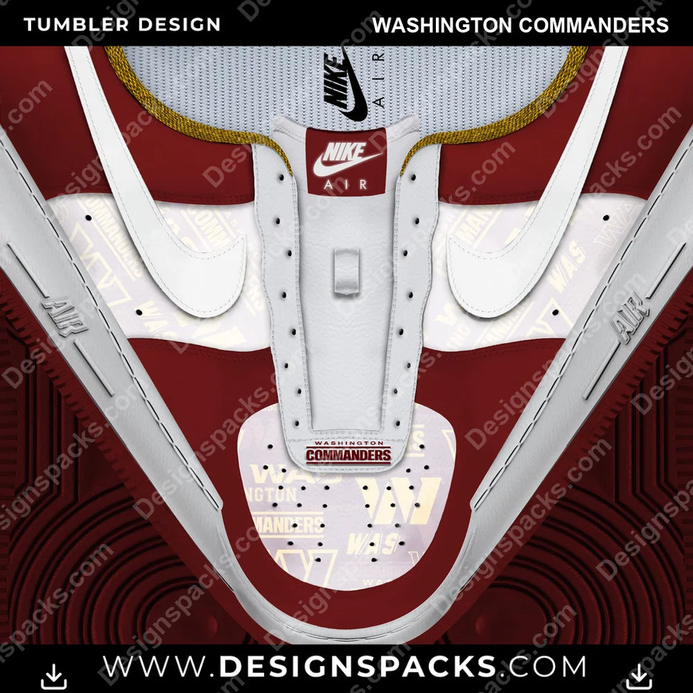Football Nike AF1 No Laces Washington Commanders NFL Football Tumbler Digital Wrap Design Download