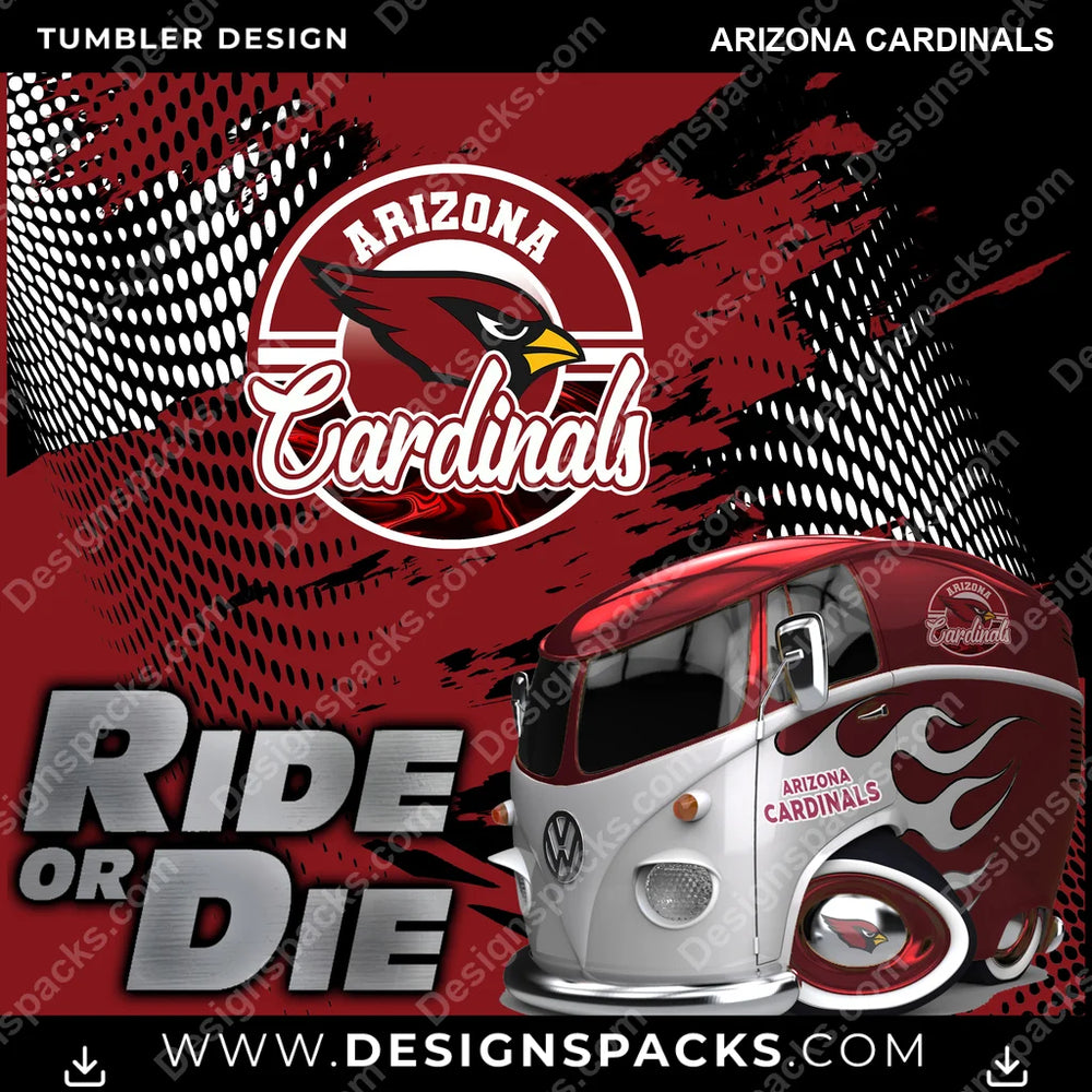 Football Ride or Die Arizona Cardinals NFL Football Tumbler Digital Wrap Design Download