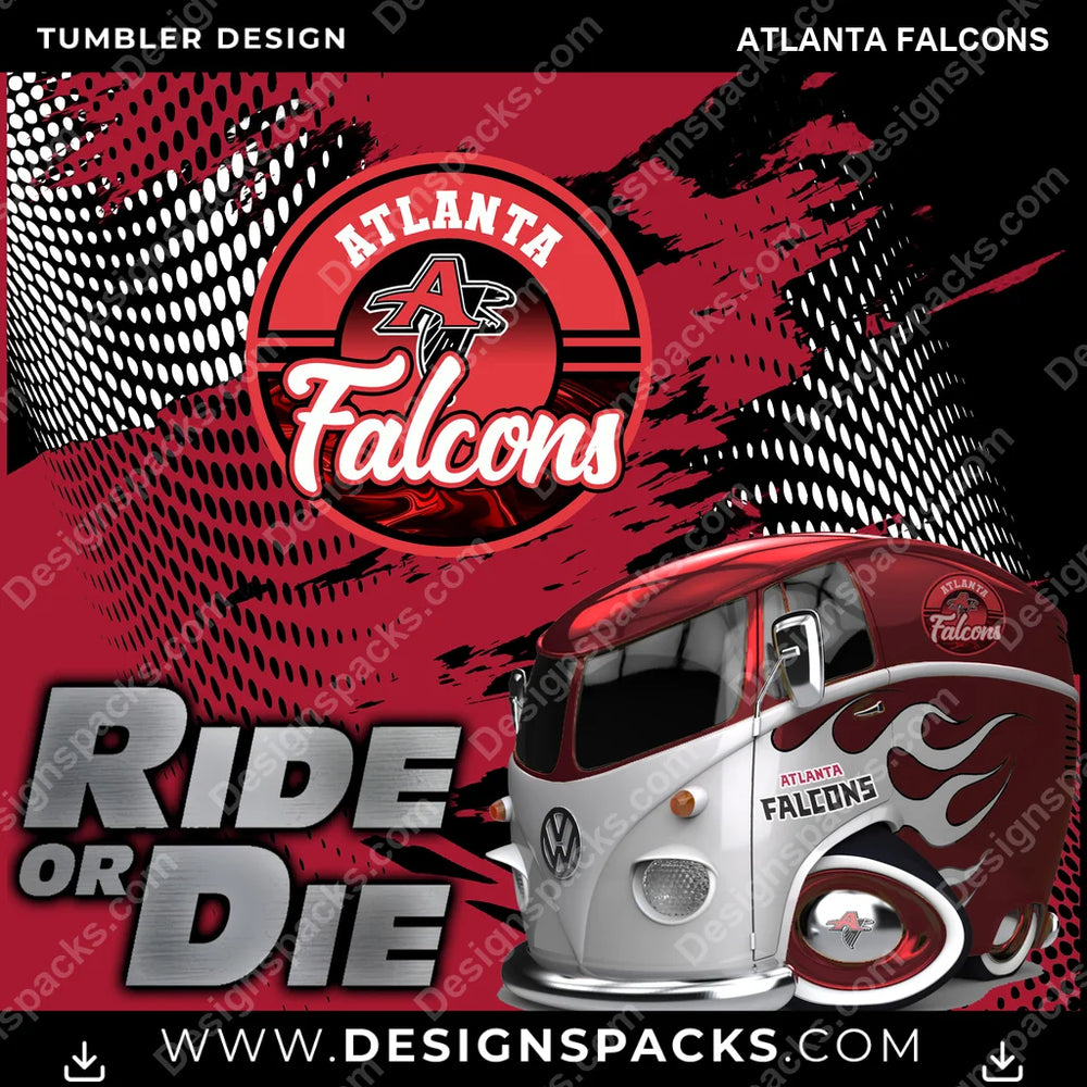 Football Ride or Die Atlanta Falcons NFL Football Tumbler Digital Wrap Design Download