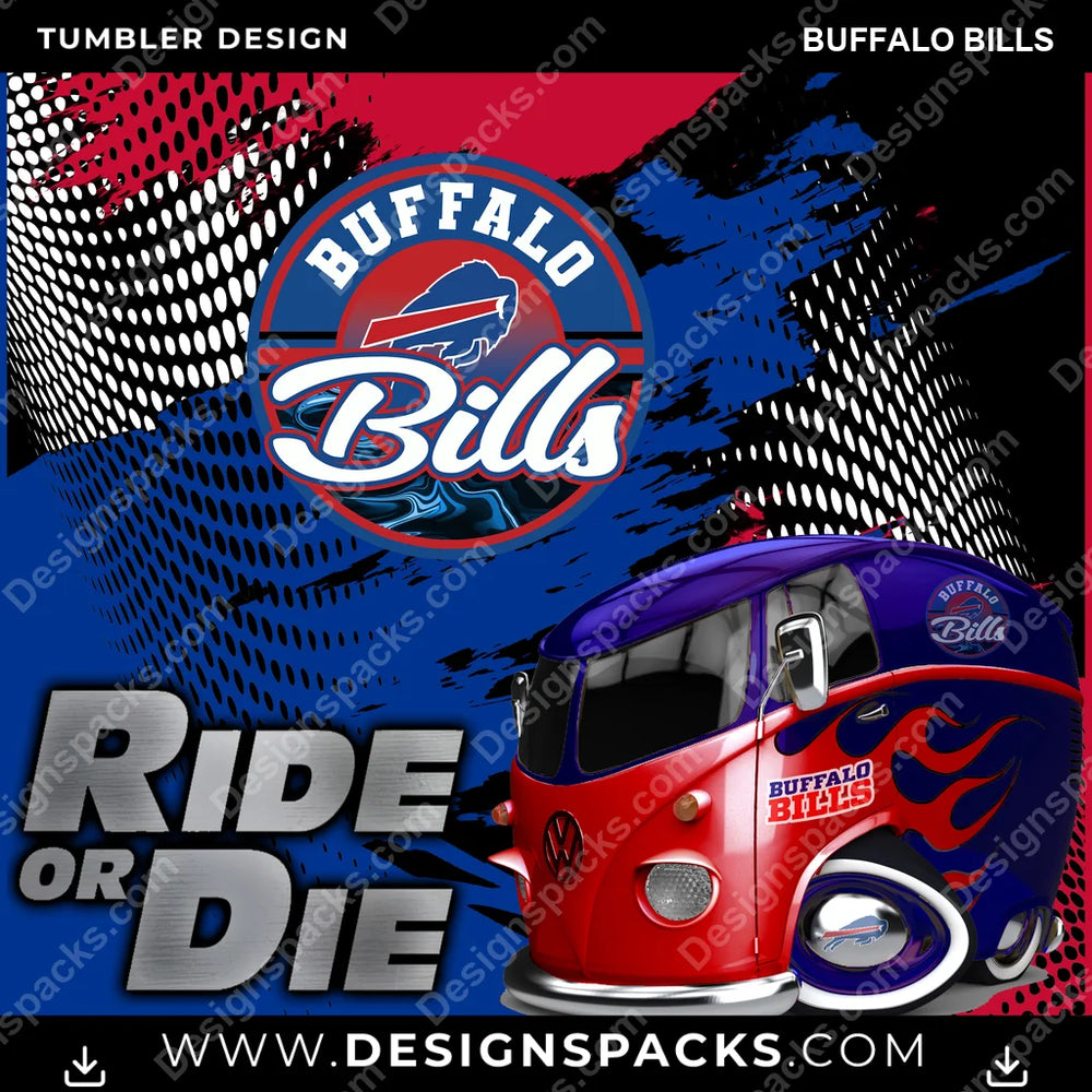 Football Ride or Die Buffalo Bills NFL Football Tumbler Digital Wrap Design Download