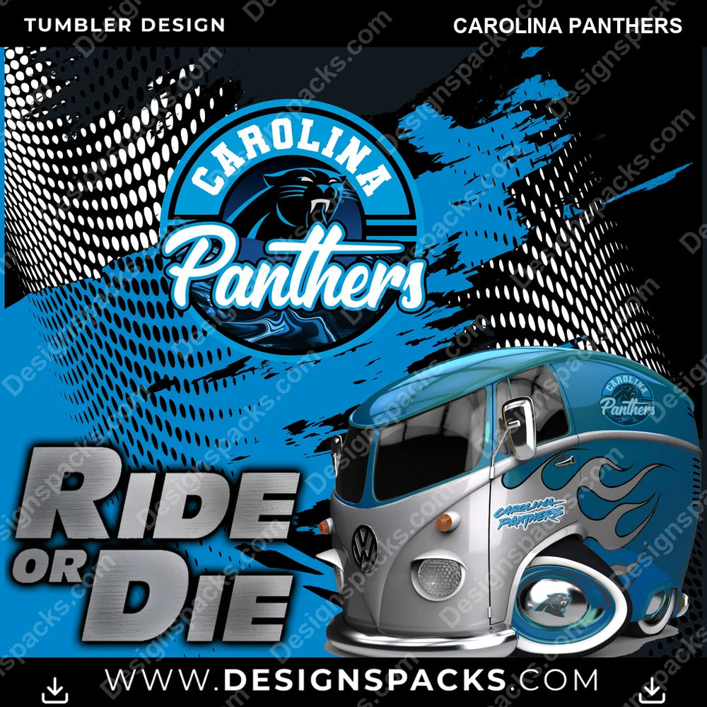 Football Ride or Die Carolina Panthers NFL Football Tumbler Digital Wrap Design Download