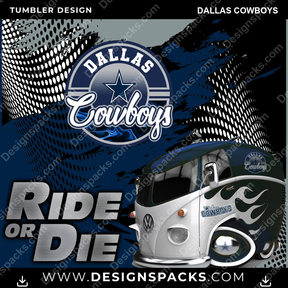 Football Ride or Die Dallas Cowboys NFL Football Tumbler Digital Wrap Design Download