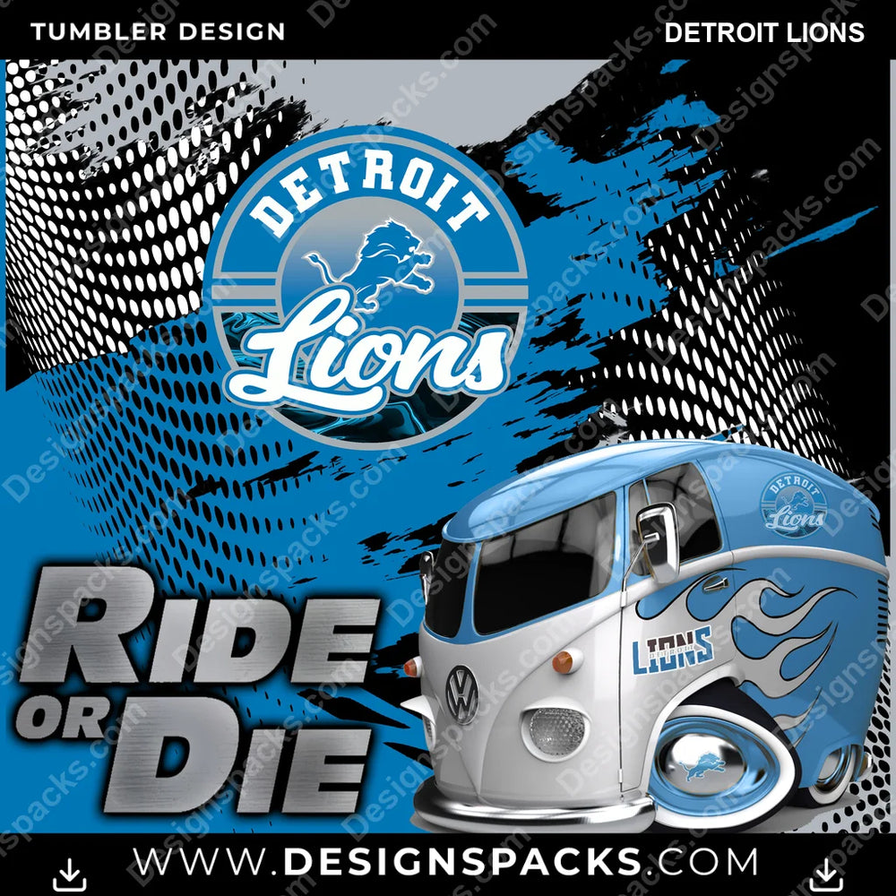 Football Ride or Die Detroit Lions NFL Football Tumbler Digital Wrap Design Download