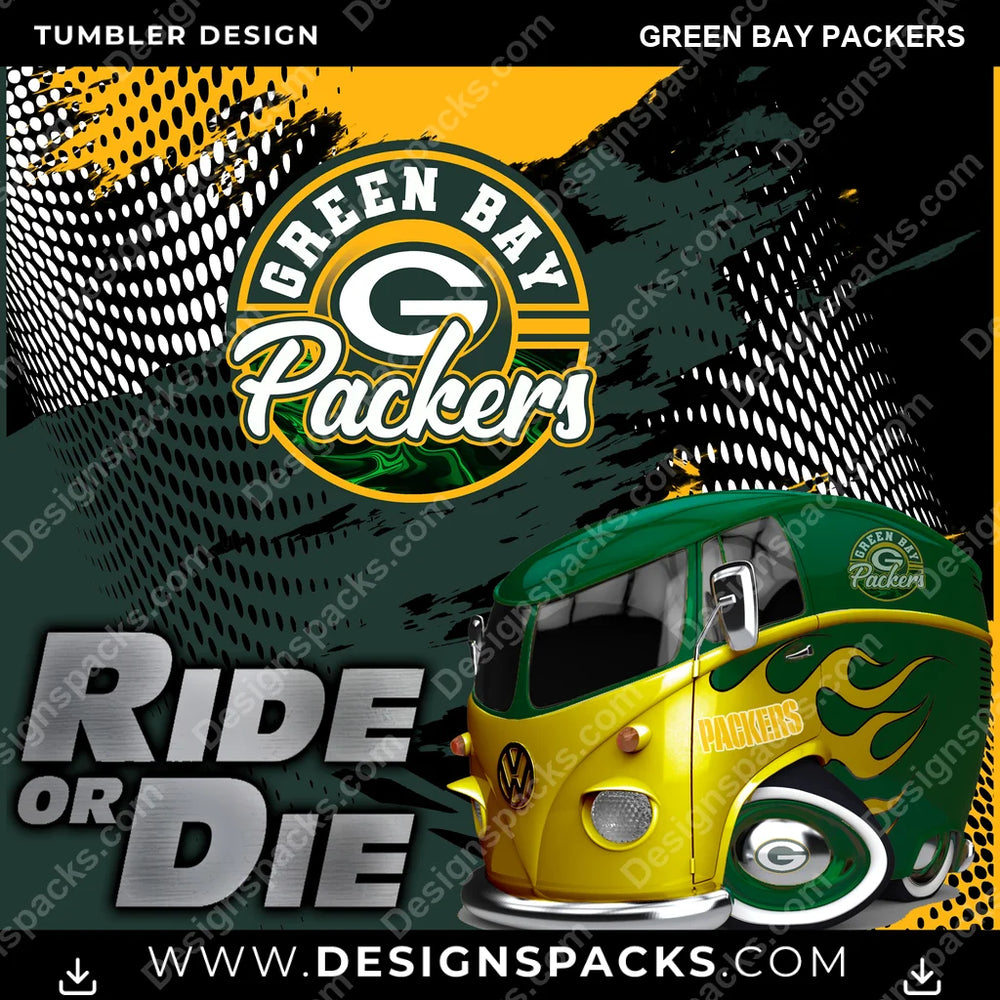 Football Ride or Die Green Bay Packers NFL Football Tumbler Digital Wrap Design Download