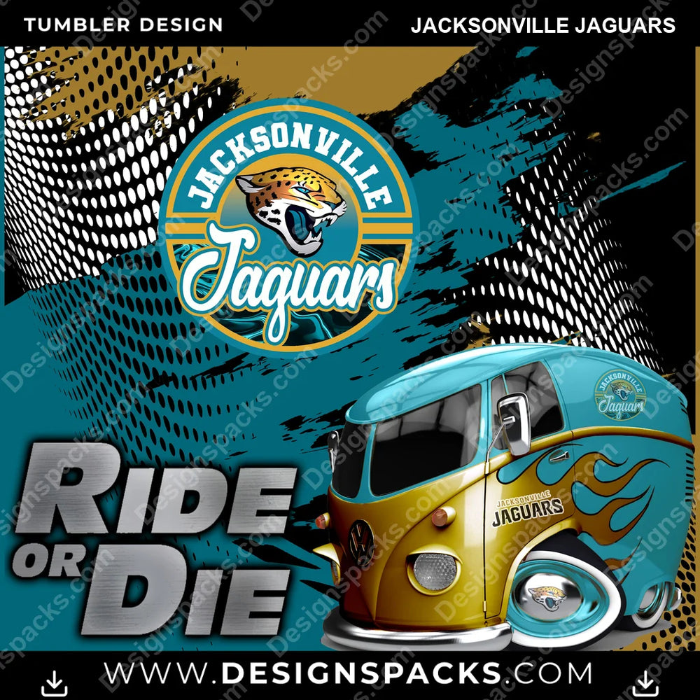 Football Ride or Die Jacksonville Jaguars NFL Football Tumbler Digital Wrap Design Download