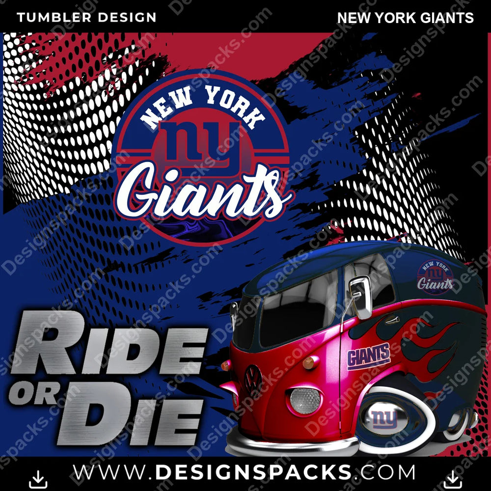 Football Ride or Die New York Giants NFL Football Tumbler Digital Wrap Design Download