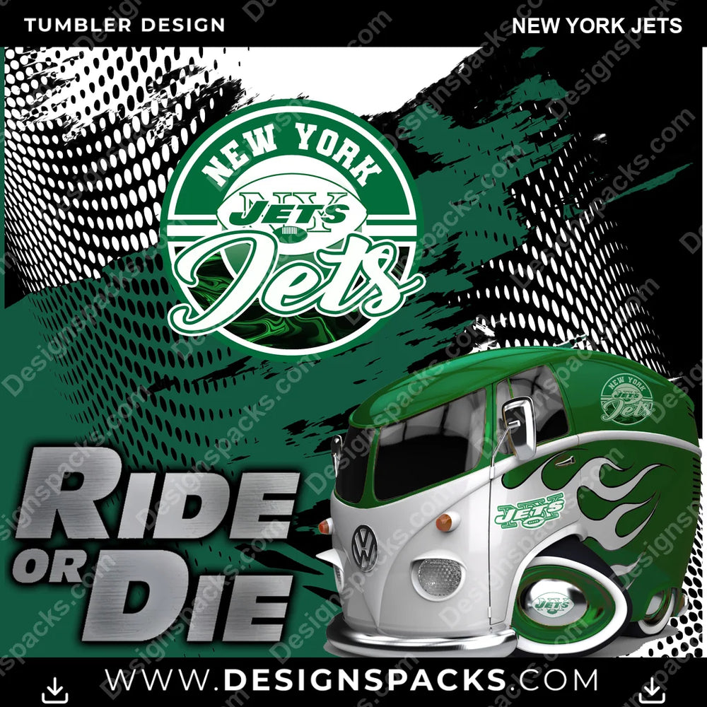Football Ride or Die New York Jets NFL Football Tumbler Digital Wrap Design Download