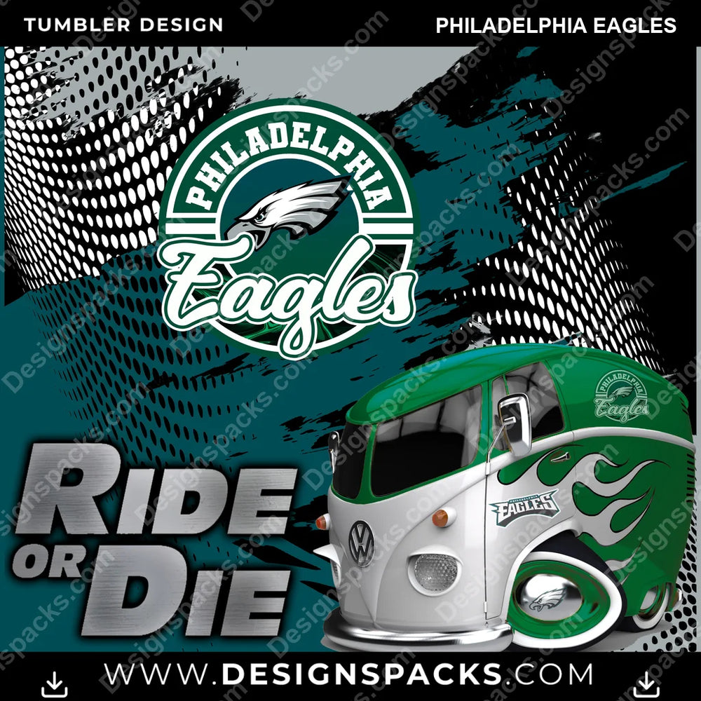 Football Ride or Die Philadelphia Eagles NFL Football Tumbler Digital Wrap Design Download