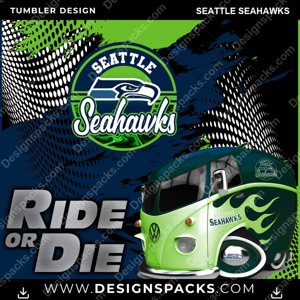 Football Ride or Die Seattle Seahawks NFL Football Tumbler Digital Wrap Design Download