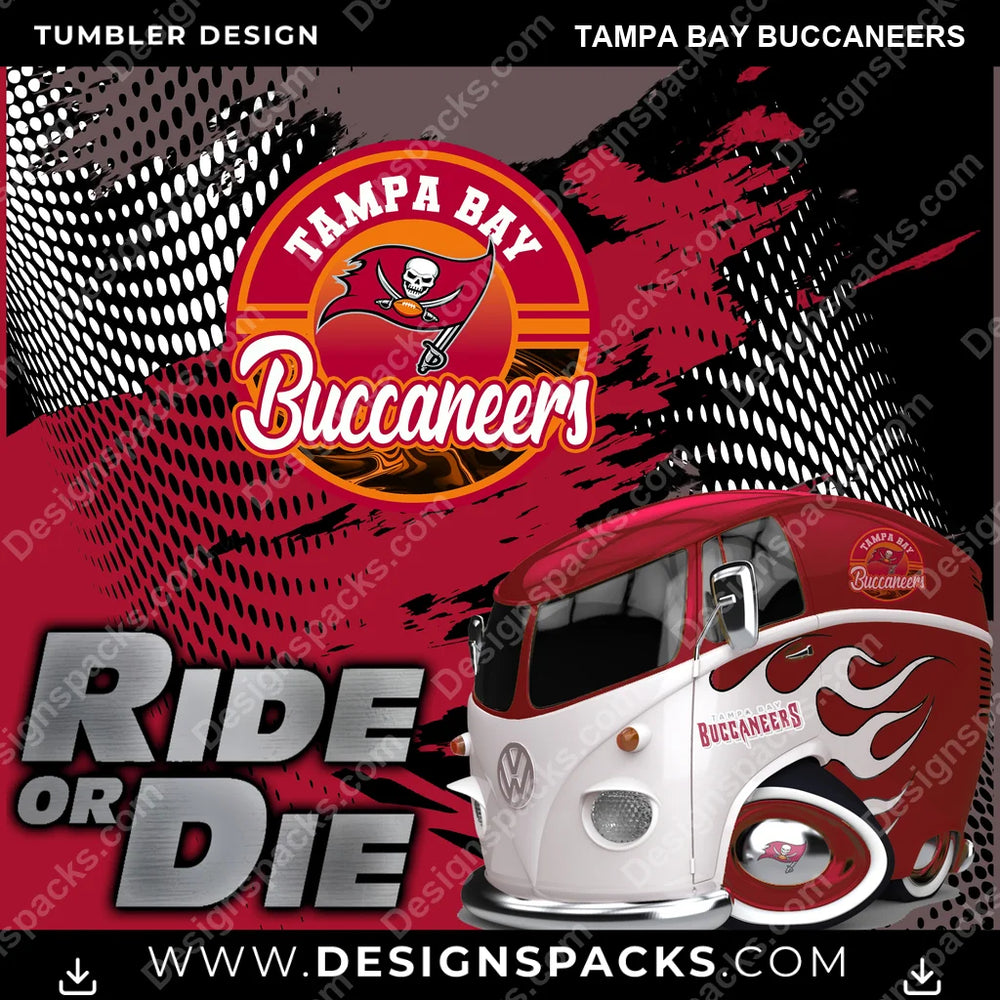 Football Ride or Die Tampa Bay Buccaneers NFL Football Tumbler Digital Wrap Design Download