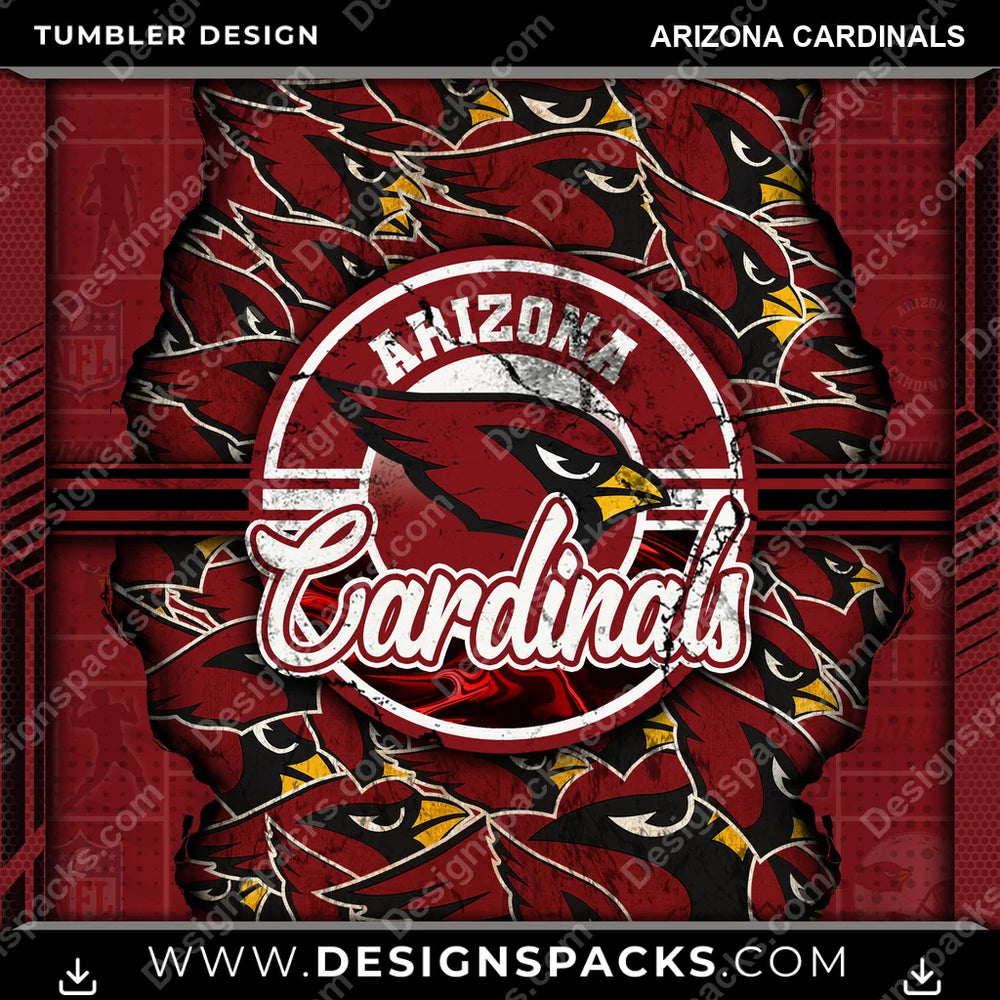 Football Ripped Arizona Cardinals NFL Football Tumbler Digital Wrap Design Download