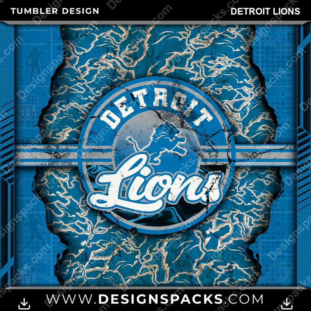 Football Ripped Detroit Lions NFL Football Tumbler Digital Wrap Design Download