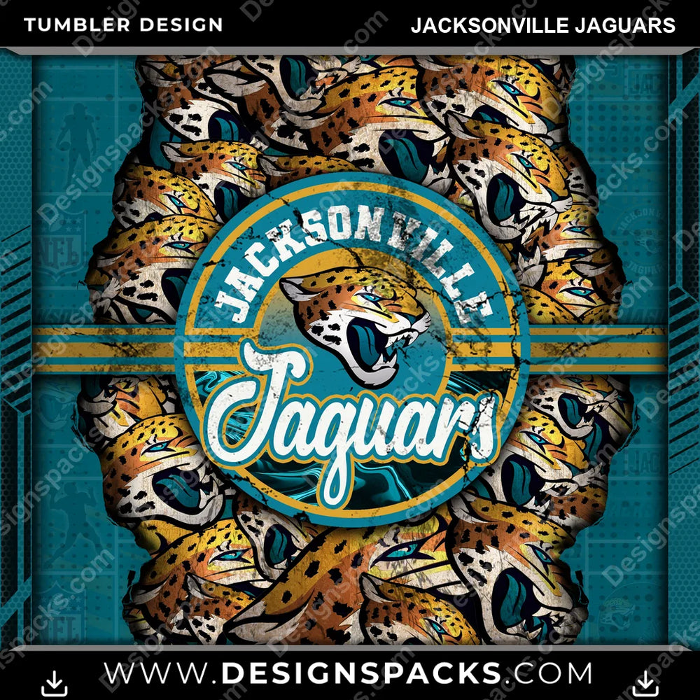 Football Ripped Jacksonville Jaguars NFL Football Tumbler Digital Wrap Design Download