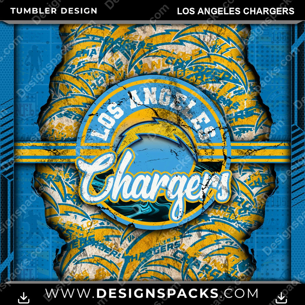 Football Ripped Los Angeles Chargers NFL Football Tumbler Digital Wrap Design Download