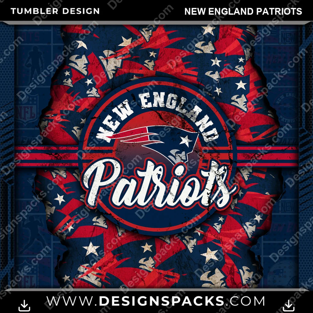 Football Ripped New England Patriots NFL Football Tumbler Digital Wrap Design Download